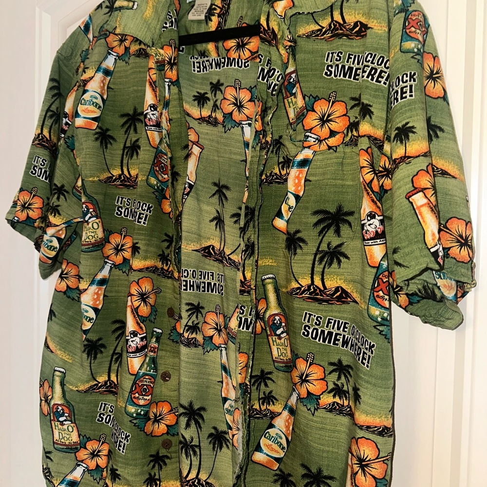 Big Dogs Green Tropical Print Men's Shirt